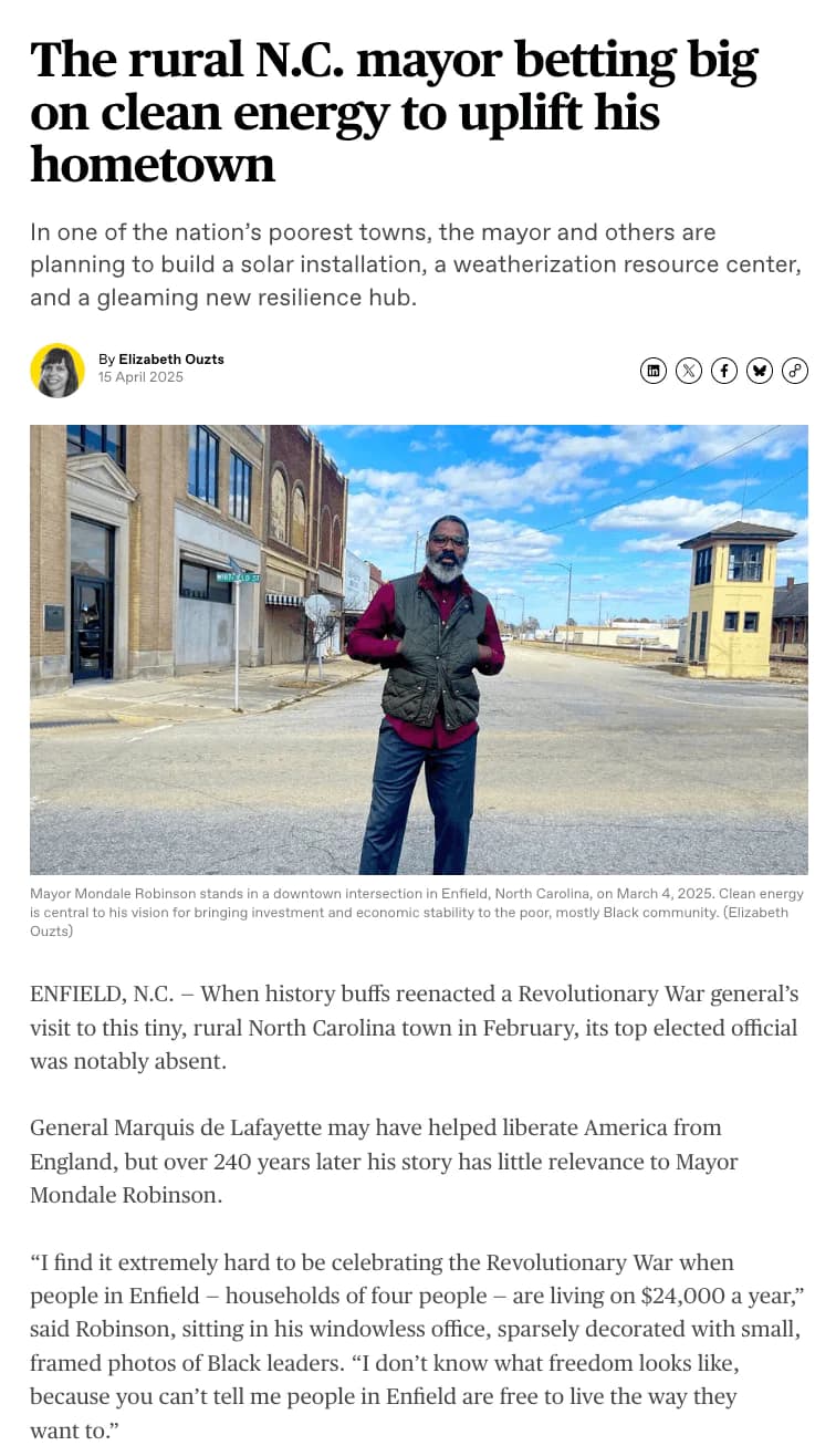 The rural N.C. mayor betting big on clean energy to uplift his hometown