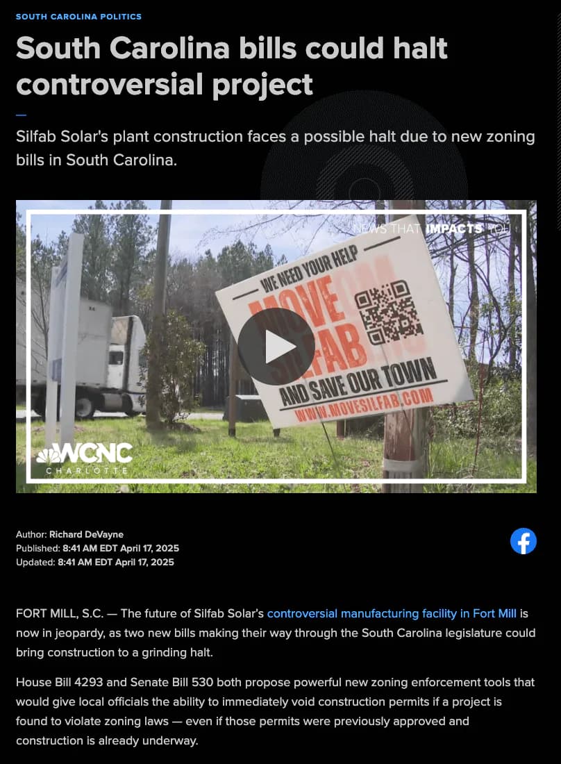 South Carolina bills could halt controversial project