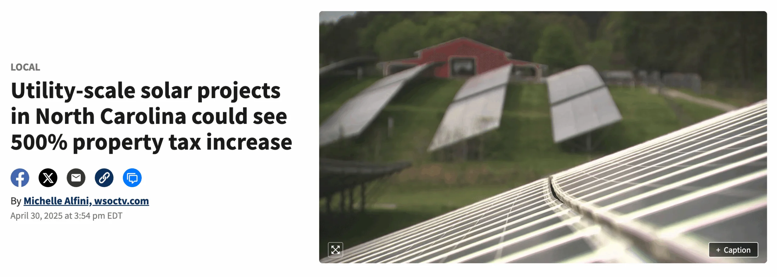 Utility-scale solar projects in North Carolina could see 500% property tax increase
