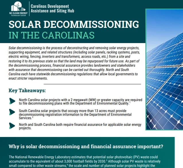 Solar Decommissioning in the Carolinas